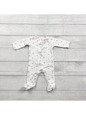 Carter's Baby Girls White Floral Footed Sleeper Pajamas 0-3 Months